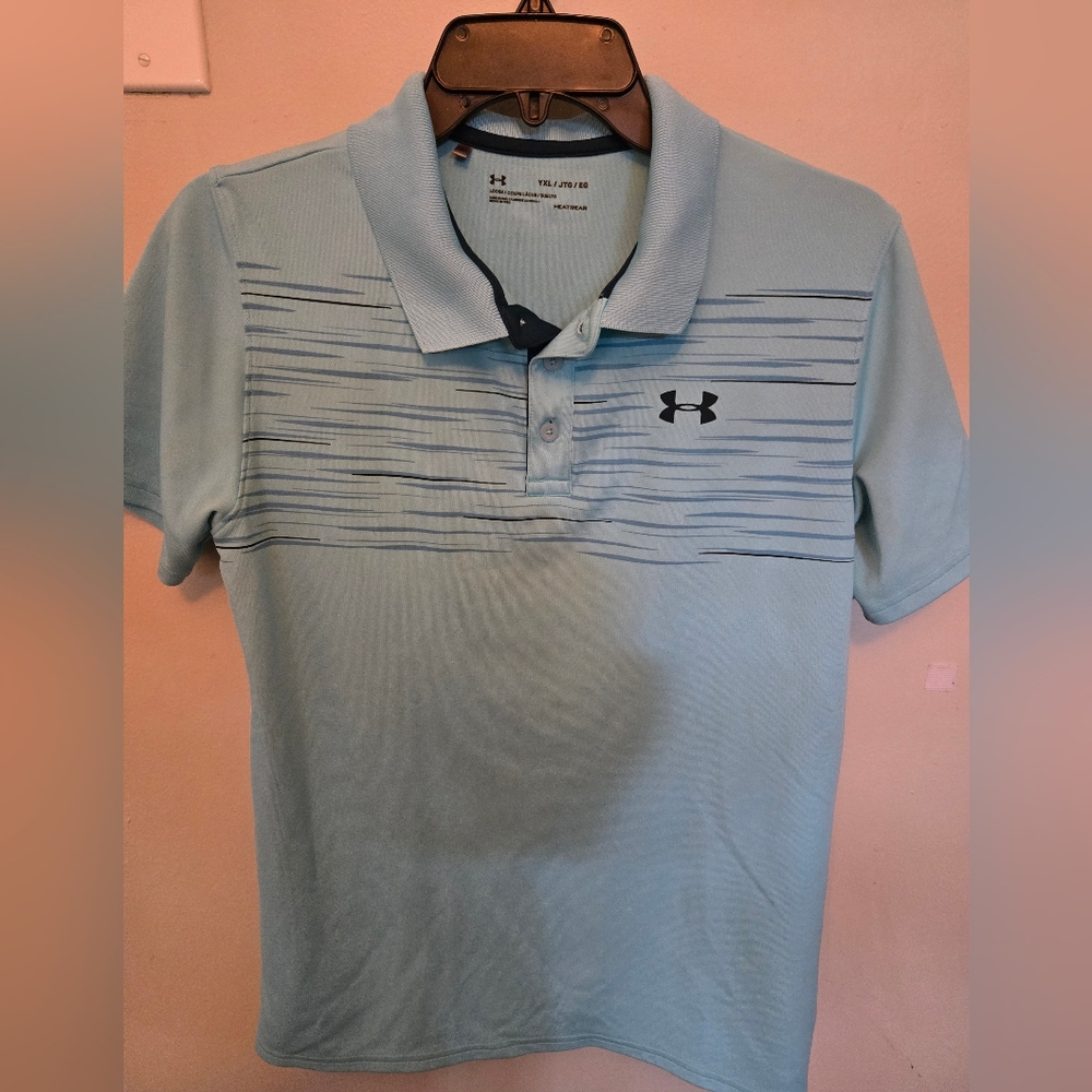 Under Armour Youth Sky Blue Striped Polo